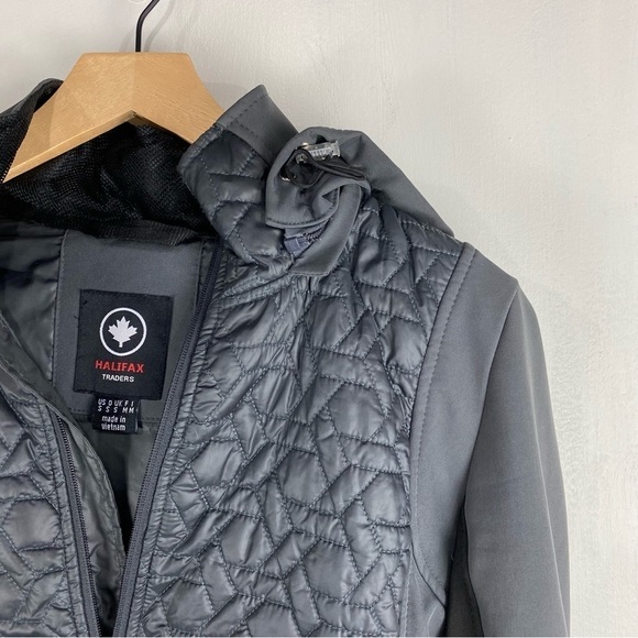 HaliFax Traders Mixed Media Puffer Winter Coat Winter Snow Jacket Gray Small - Picture 3 of 9